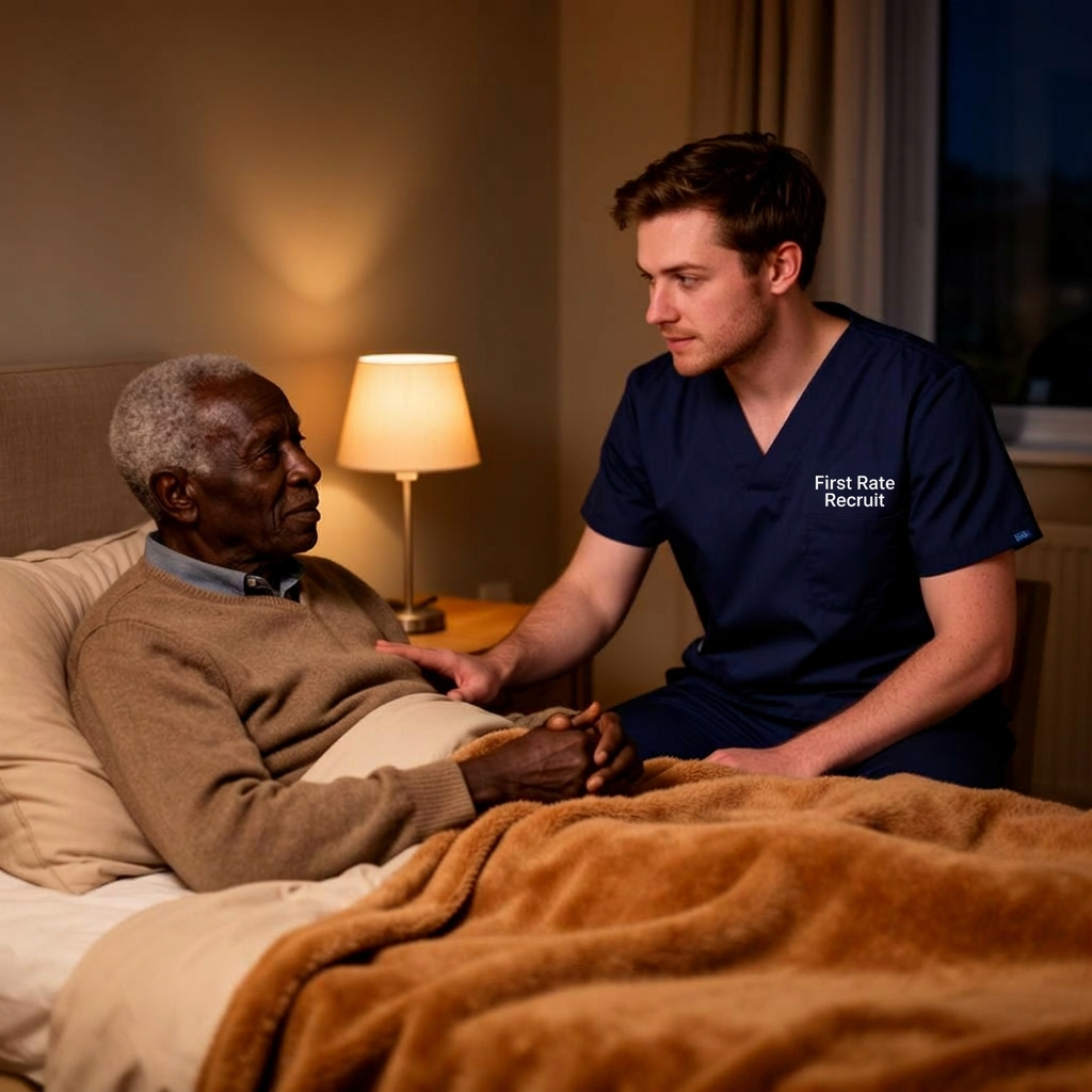 British carer providing overnight care to elderly gentleman